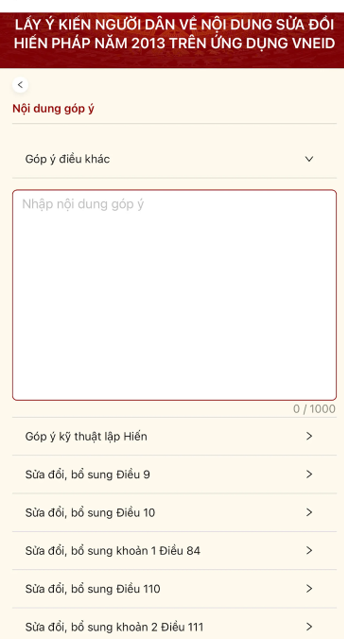 Hướng dẫn chi tiết cách góp ý sửa đổi Hiến pháp trên VNeID