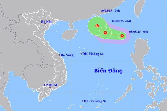  Áp thấp nhiệt đới giật cấp 8 vừa hình thành trên Biển Đông 